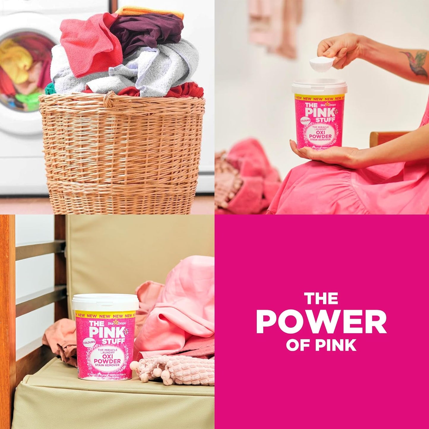 THE PINK STUFF - THE MIRACLE LAUNDRY OXI POWDER STAIN REMOVER - COLOURS (1KG)