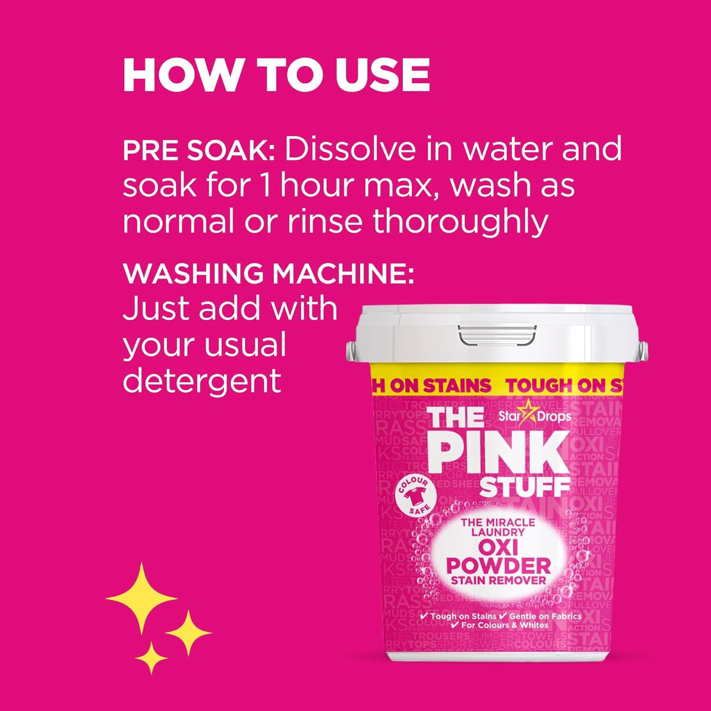 THE PINK STUFF - THE MIRACLE LAUNDRY OXI POWDER STAIN REMOVER - COLOURS (1KG)