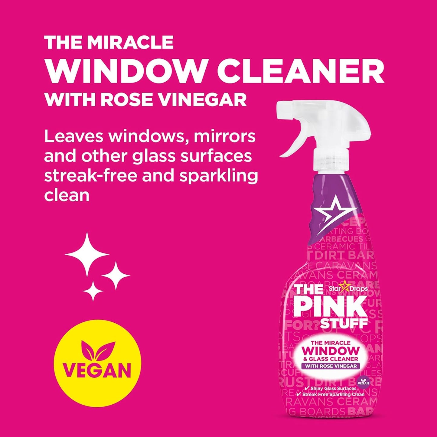 THE PINK STUFF - THE MIRACLE WINDOW CLEANER WITH ROSE VINEGAR (750ML)