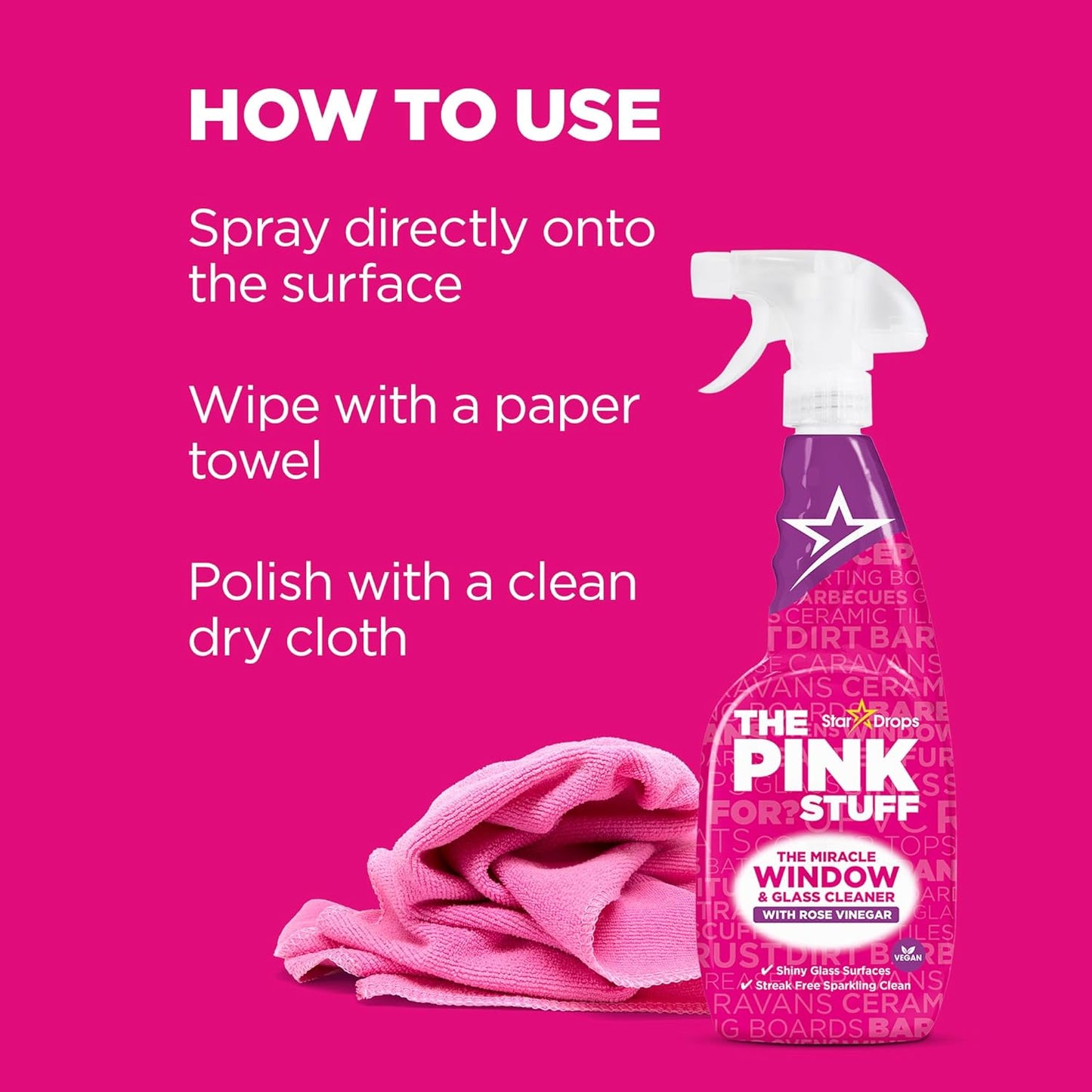 THE PINK STUFF - THE MIRACLE WINDOW CLEANER WITH ROSE VINEGAR (750ML)