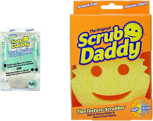 Scrub Daddy Soap Daddy Dispenser Clear & Scrub Daddy Original Sponge 1 pack