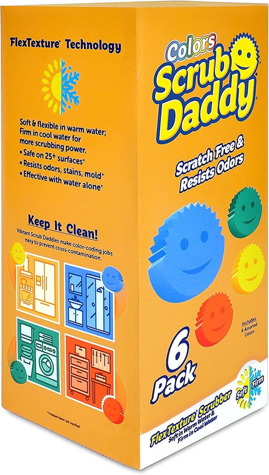 Scrub Daddy Colours FlexTexture Scrubber - 6 pack